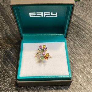 Effy 14k yellow gold diamond sapphire flower ring